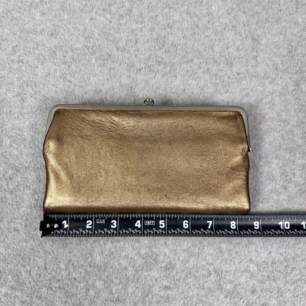 HOBO Lauren Clutch Wallet Womens Small Metallic Gold Kisslock Zip Pocket - Picture 11 of 13